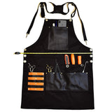 Black Hairdresser Barber Leather Apron | Haircutting Aprons with Pockets, Multi-purpose Salon Apron