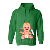 Barber Men's Sweatshirt Hoodie For Professional Hair Dressers Baby Barber Design - Green