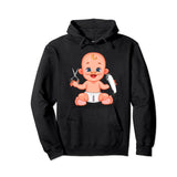 Barber Men's Sweatshirt Hoodie For Professional Hair Dressers Baby Barber Design - Black